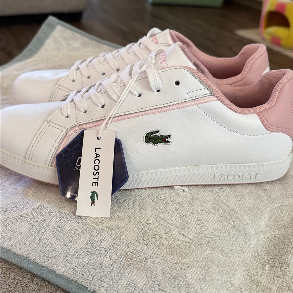 NET, Lacoste adorable pink/white tennis shoes. - Picture 3 of 8